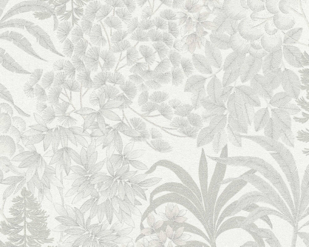 Sample - Floral Bliss Wallpaper (Metropolitan Stories 3 Collection) - White/Grey