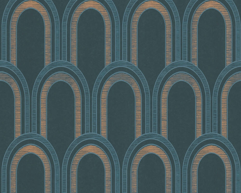 Metallic Arches Wallpaper - Blue Green