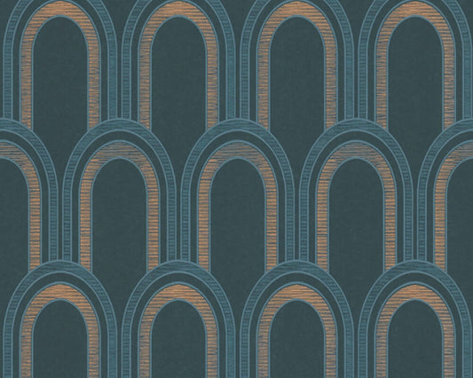 Metallic Arches Wallpaper - Blue Green