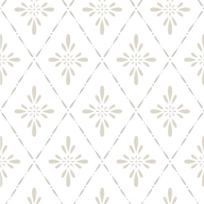 Geo Star Floral Wallpaper - Beige
