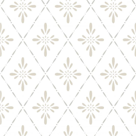 Geo Star Floral Wallpaper - Beige