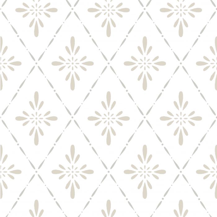 Sample - Geo Star Floral Wallpaper - Beige