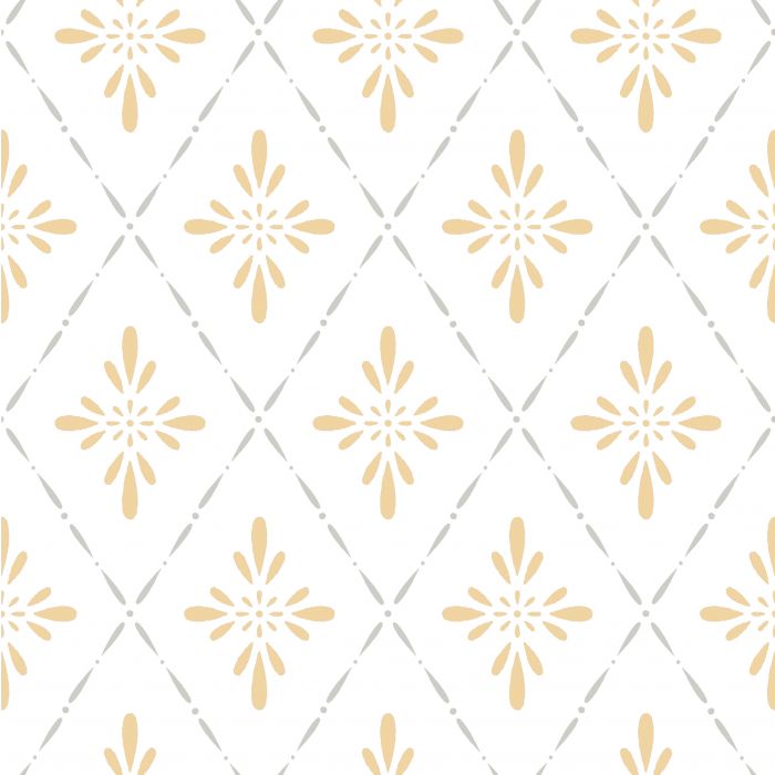 Sample - Geo Star Floral Wallpaper - Yellow