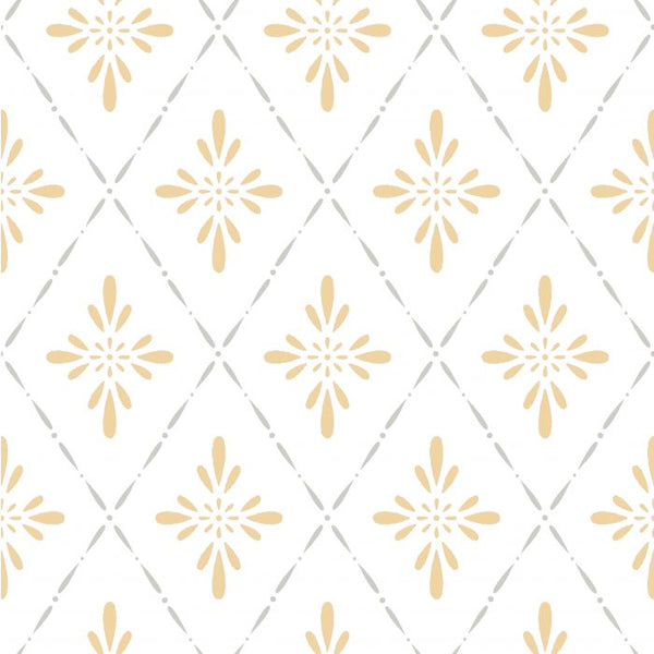 Sample - Geo Star Floral Wallpaper - Yellow