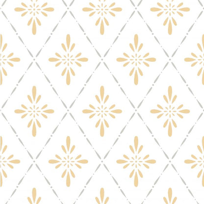 Geo Star Floral Wallpaper - Yellow
