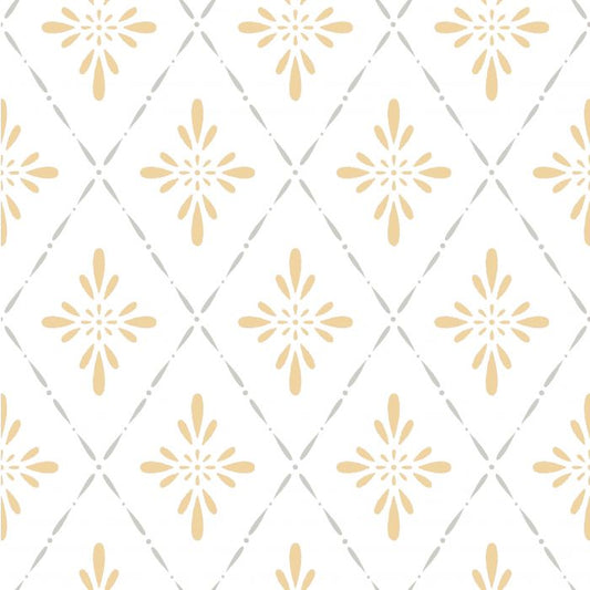 Geo Star Floral Wallpaper - Yellow