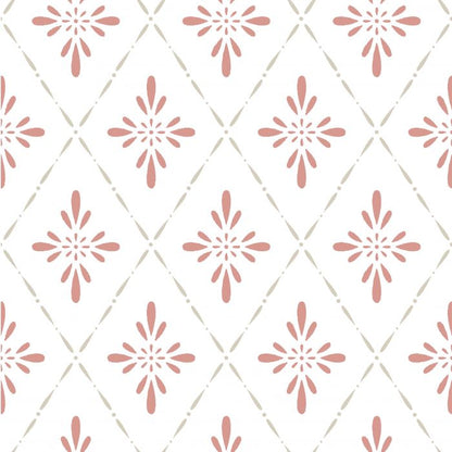 Geo Star Floral Wallpaper - Red