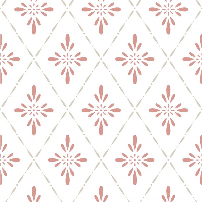 Sample - Geo Star Floral Wallpaper - Red