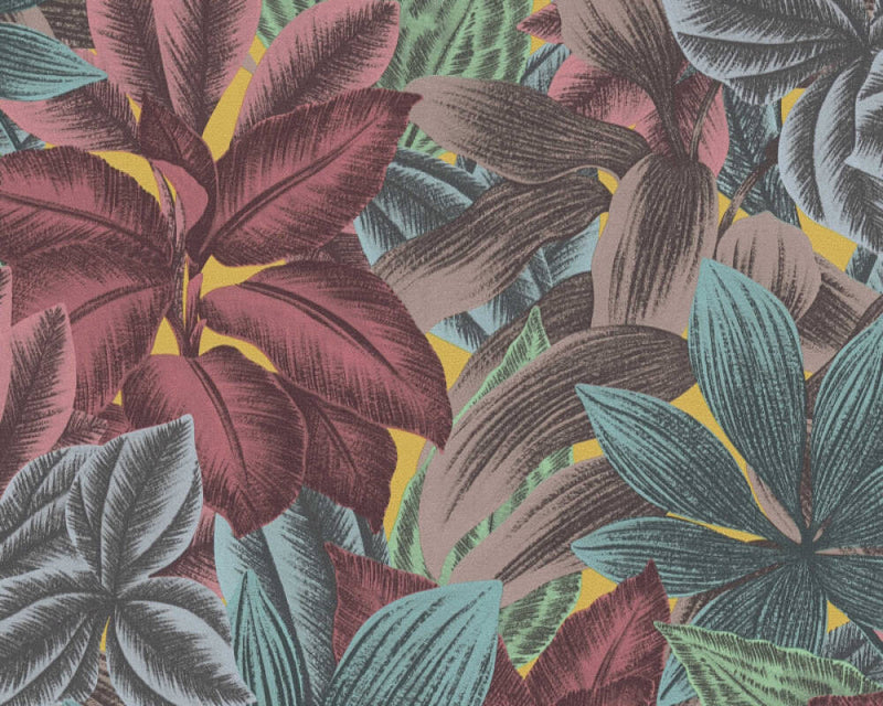 Sample - Gardens Heart Wallpaper (Metropolitan Stories 3 Collection) - Red/Green
