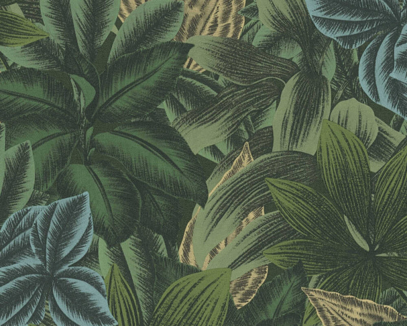 Sample - Gardens Heart Wallpaper (Metropolitan Stories 3 Collection) - Blue/Green