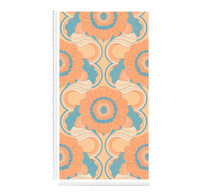 Floral Fantasy Wallpaper - Peach/Blue