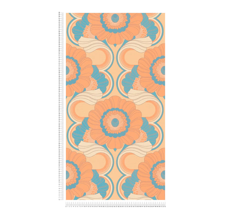 Floral Fantasy Wallpaper - Peach/Blue
