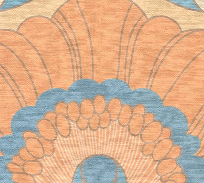 Floral Fantasy Wallpaper - Peach/Blue