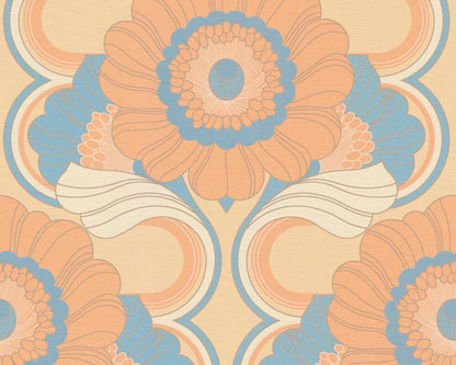 Floral Fantasy Wallpaper - Peach/Blue