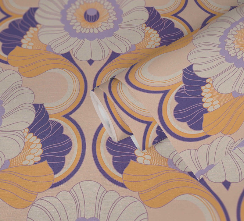 Floral Fantasy Wallpaper - Beige/Purple