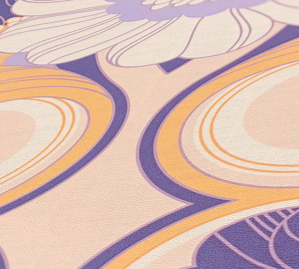 Floral Fantasy Wallpaper - Beige/Purple