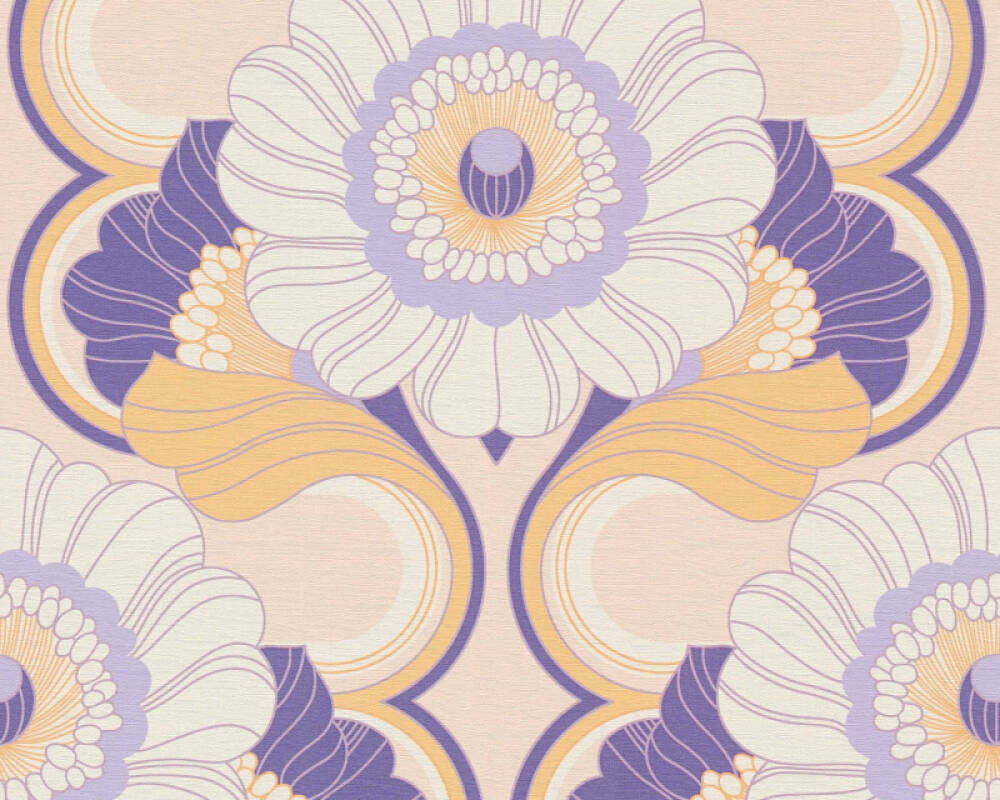 Sample - Floral Fantasy Wallpaper - Beige/Purple