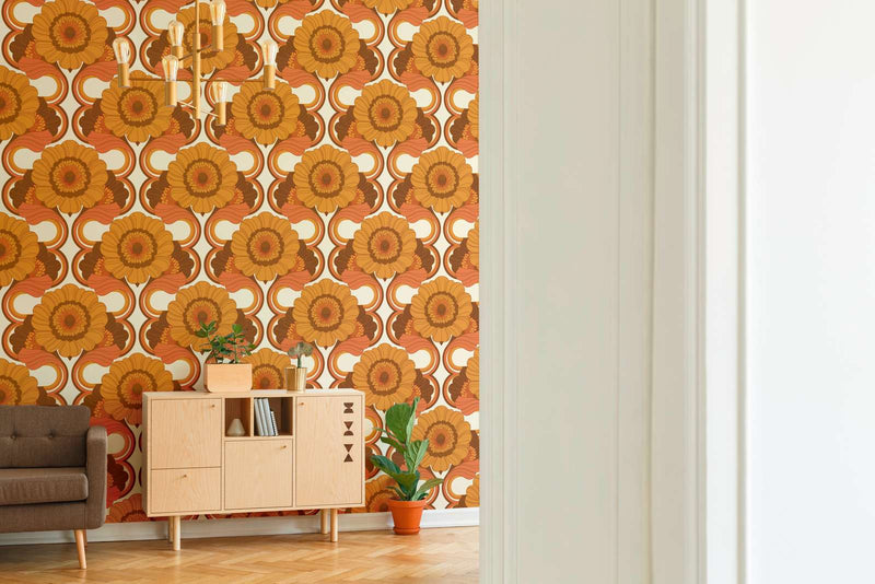 Floral Fantasy Wallpaper - Yellow/Orange