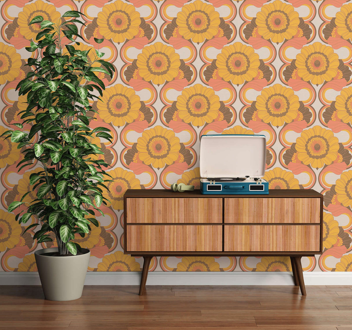 Floral Fantasy Wallpaper - Yellow/Orange