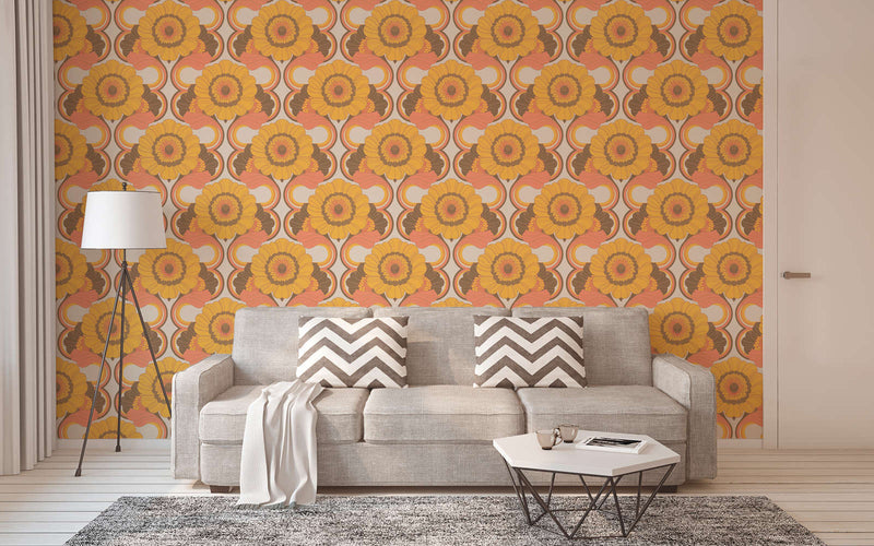 Floral Fantasy Wallpaper - Yellow/Orange