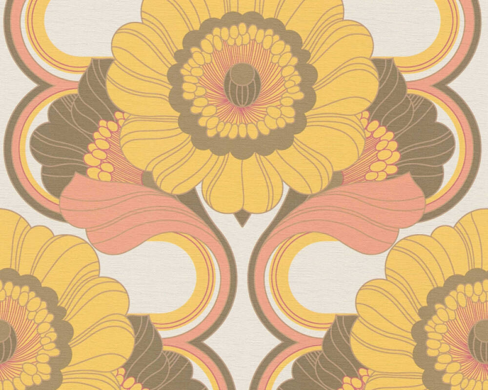 Sample - Floral Fantasy Wallpaper - Yellow/Orange