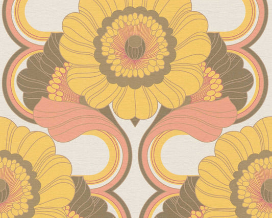 Sample - Floral Fantasy Wallpaper - Yellow/Orange