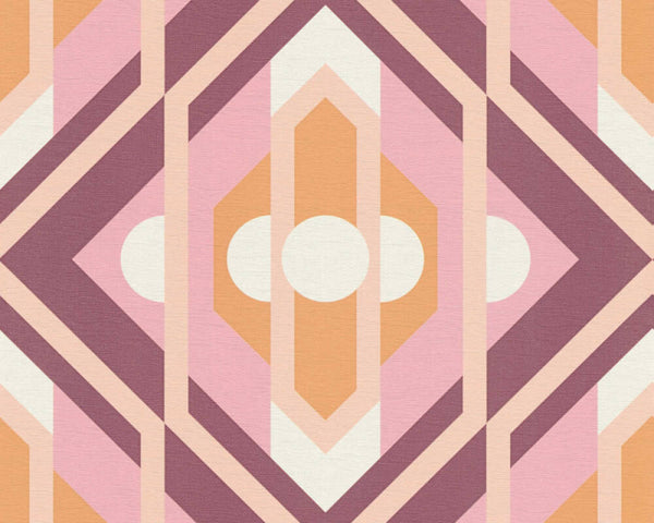 Sample - Vibrant Retro Fusion Wallpaper - Purple/Pink