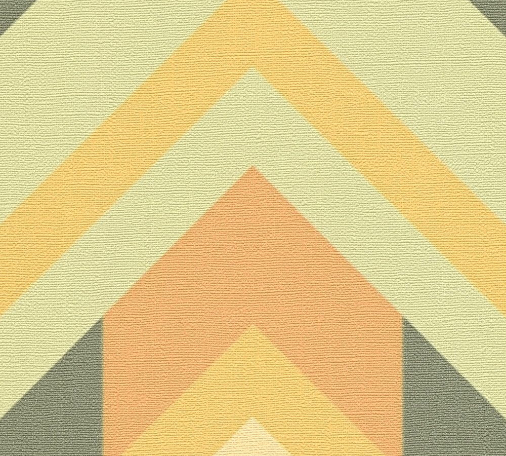 Vibrant Retro Fusion Wallpaper - Green/Orange