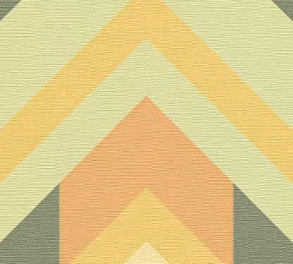 Vibrant Retro Fusion Wallpaper - Green/Orange