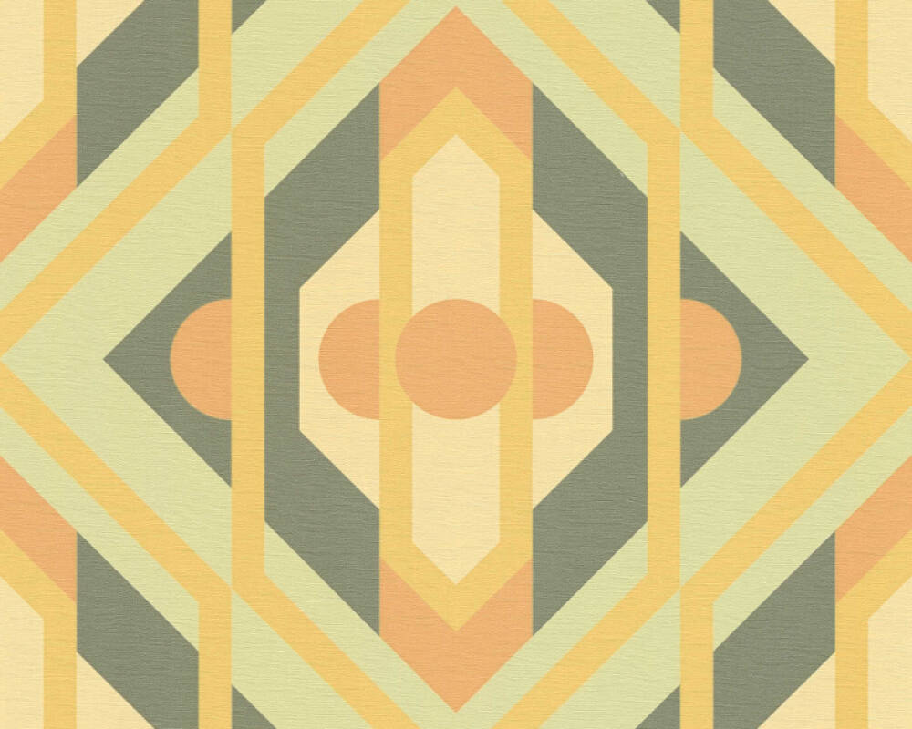 Sample - Vibrant Retro Fusion Wallpaper - Green/Orange