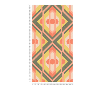 Vibrant Retro Fusion Wallpaper - Green/Pink