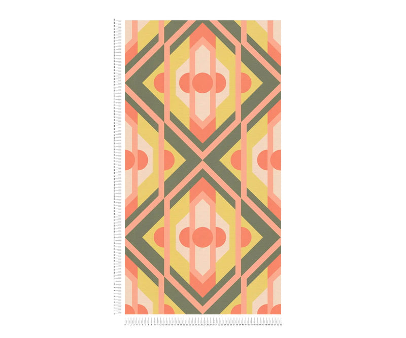 Vibrant Retro Fusion Wallpaper - Green/Pink