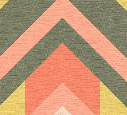 Vibrant Retro Fusion Wallpaper - Green/Pink