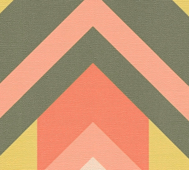 Vibrant Retro Fusion Wallpaper - Green/Pink
