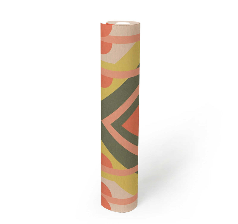 Vibrant Retro Fusion Wallpaper - Green/Pink