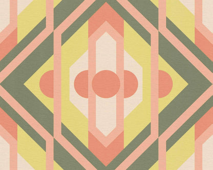 Vibrant Retro Fusion Wallpaper - Green/Pink