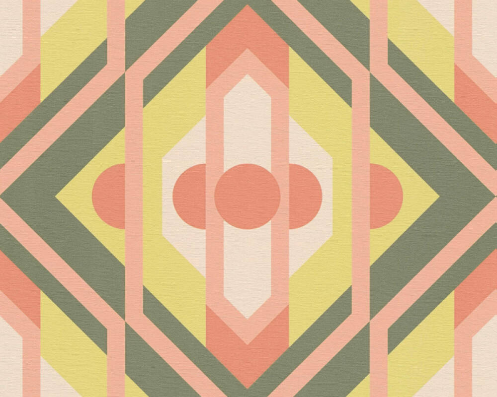 Sample - Vibrant Retro Fusion Wallpaper - Green/Pink