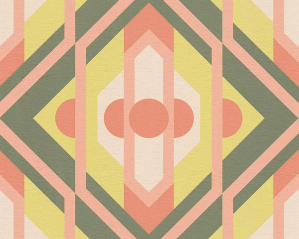 Sample - Vibrant Retro Fusion Wallpaper - Green/Pink