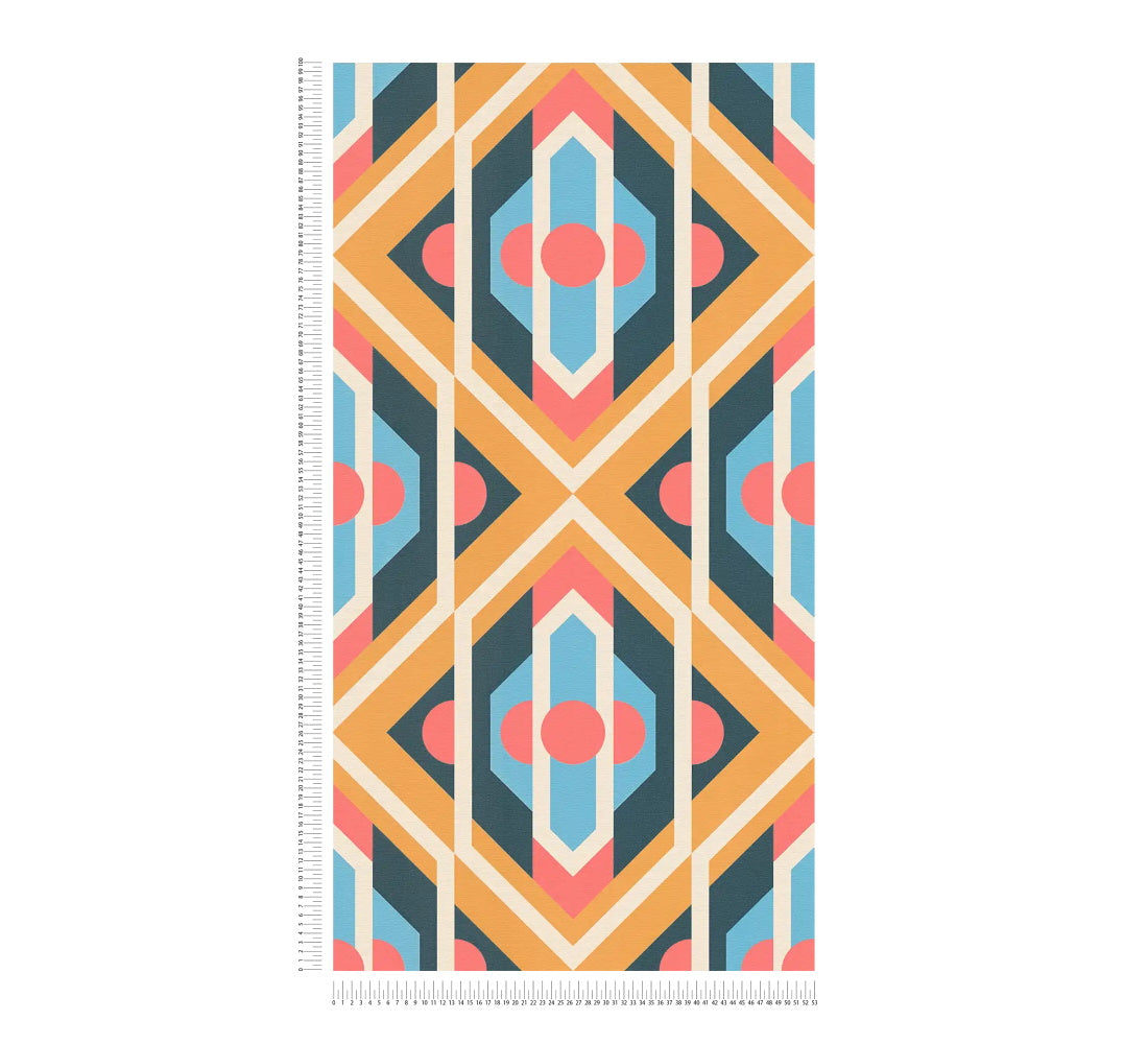 Vibrant Retro Fusion Wallpaper - Yellow/Blue