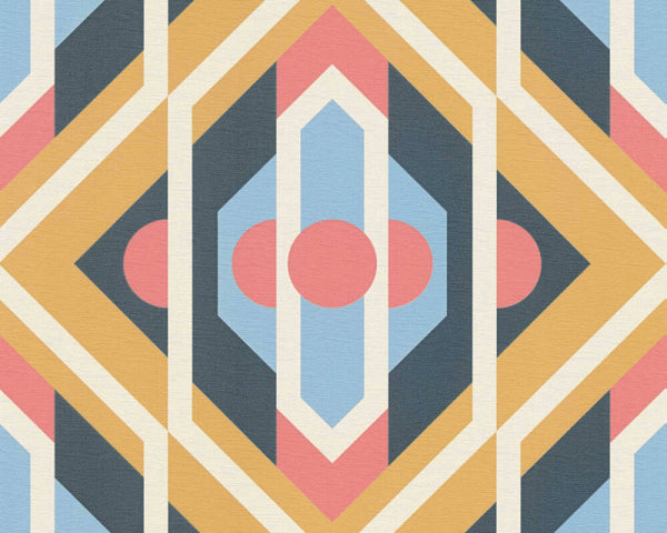 Sample - Vibrant Retro Fusion Wallpaper - Yellow/Blue