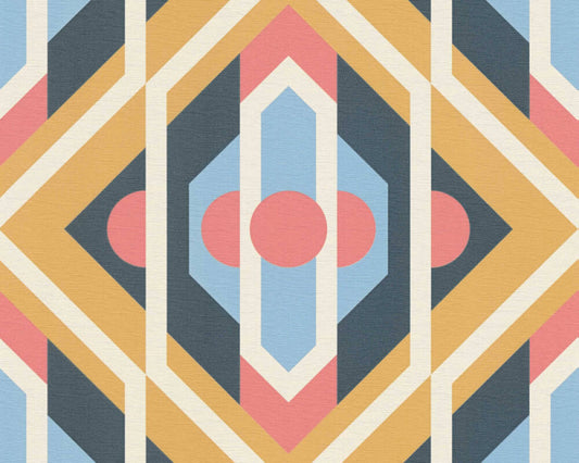 Vibrant Retro Fusion Wallpaper - Yellow/Blue
