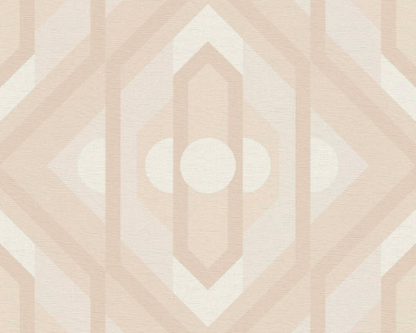 Sample - Vibrant Retro Fusion Wallpaper - Peach/Beige