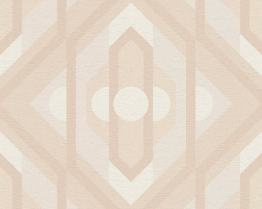 Vibrant Retro Fusion Wallpaper - Peach/Beige