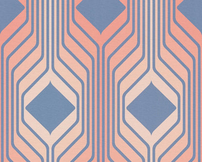 Deco Retro Wallpaper - Red/Blue