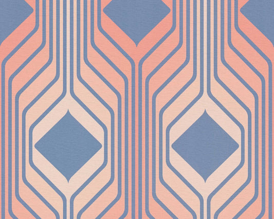 Deco Retro Wallpaper - Red/Blue