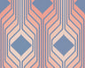 Deco Retro Wallpaper - Red/Blue