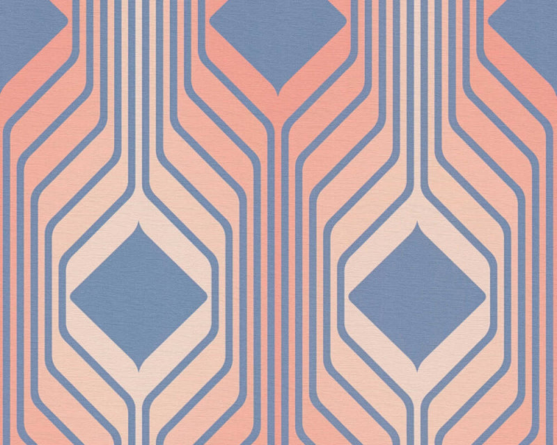 Deco Retro Wallpaper - Red/Blue