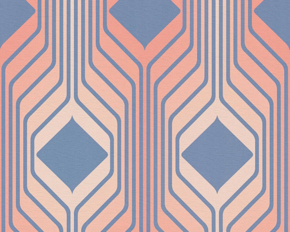 Sample - Deco Retro Wallpaper - Red/Blue