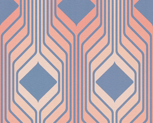 Sample - Deco Retro Wallpaper - Red/Blue