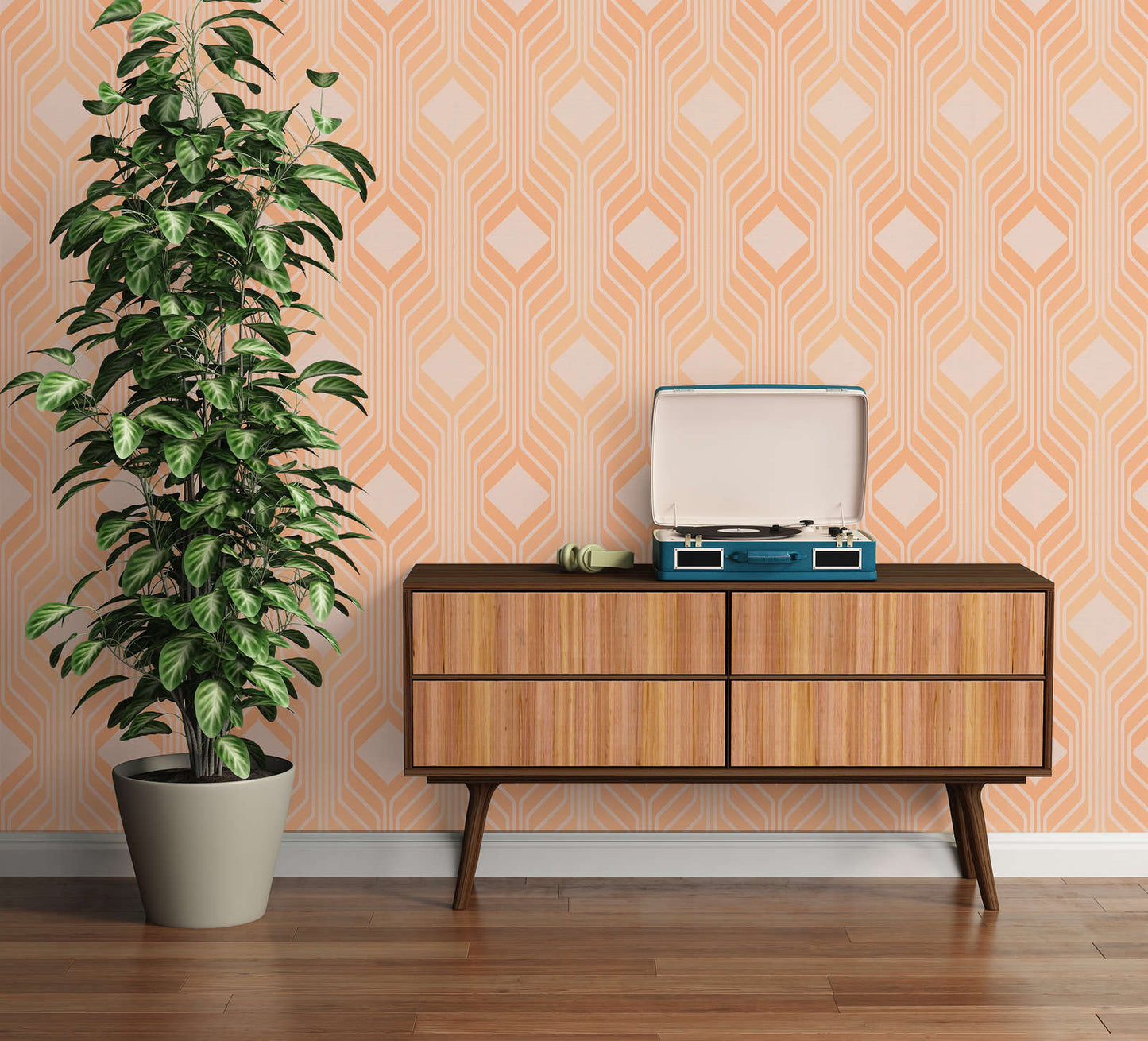 Deco Retro Wallpaper - Orange